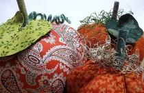 wedding photo - pumpkins, wedding, office decor, fabric pumpkins - formal paisley - set of 3 p U m P k I nS with 1 set of bling - 71