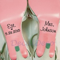 wedding photo - Wedding Shoe Vinyl Deco Decal Sticker for Bridal Wedding Shoe Decal / Wedding Shoe Sticker / Personalized Wedding Decal