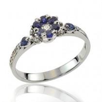 wedding photo - Sapphire Ring, Sapphire Engagement Ring, Elegant Floral Sapphire Diamond Engagement Ring, Sapphire Jewelry, 18K Gold, Wedding Ring