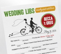 wedding photo - Bride & Groom on Bike Mad Libs PDF FILE Print Yourself Colors are Customizable