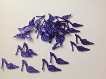 wedding photo - 50 pc Purple Glitter High Heel Shoes