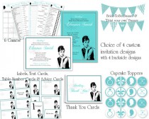 wedding photo - Breakfast at Tiffany's Bridal Shower Printable Set with Games, Labels, Advice Cards, Banners, Cupcake Toppers, Thank You & Custom Invitation