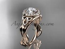 wedding photo -  14kt rose gold diamond celtic trinity knot wedding ring, engagement ring CT7327