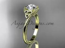 wedding photo -  14kt yellow gold diamond celtic trinity knot wedding ring, engagement ring CT7322