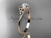 wedding photo -  14kt rose gold diamond celtic trinity knot wedding ring, engagement ring CT7322