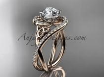 wedding photo -  14kt rose gold diamond celtic trinity knot wedding ring, engagement ring CT7320