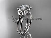 wedding photo -  14kt white gold diamond celtic trinity knot wedding ring, engagement ring CT7330