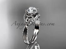 wedding photo -  14kt white gold diamond celtic trinity knot wedding ring, engagement ring CT7224