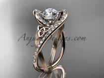 wedding photo -  14kt rose gold diamond celtic trinity knot wedding ring, engagement ring CT7369