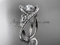 wedding photo -  14kt white gold diamond celtic trinity knot wedding ring, engagement ring CT7369