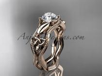 wedding photo -  14kt rose gold diamond celtic trinity knot wedding ring, engagement ring CT7382