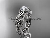 wedding photo -  14kt white gold diamond celtic trinity knot wedding ring, engagement ring CT7382