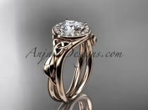wedding photo -  14kt rose gold diamond celtic trinity knot wedding ring, engagement ring CT7314