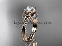 wedding photo -  14kt rose gold diamond celtic trinity knot wedding ring, engagement ring CT7224