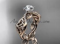 wedding photo -  14kt rose gold diamond celtic trinity knot wedding ring, engagement ring CT7270
