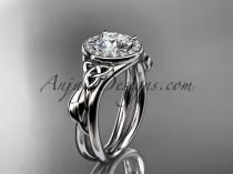 wedding photo -  14kt white gold diamond celtic trinity knot wedding ring, engagement ring CT7314