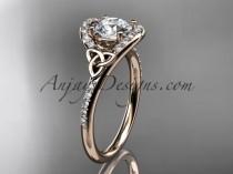 wedding photo -  14kt rose gold diamond celtic trinity knot wedding ring, engagement ring CT7317