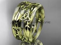 wedding photo -  14kt yellow gold diamond celtic trinity knot wedding band, engagement ring CT7242B