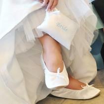 wedding photo - Bride Ballet Shoes With Embroidered Gift Pouch