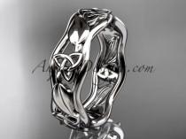 wedding photo -  platinum celtic trinity knot engagement ring, wedding band CT7105B