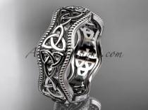 wedding photo -  Platinum celtic trinity knot engagement ring, wedding band CT750B