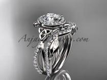 wedding photo -  14kt white gold celtic trinity knot engagement set, wedding ring CT789S