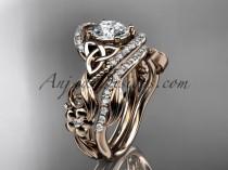 wedding photo -  14kt rose gold diamond celtic trinity knot wedding ring, engagement set CT7211S
