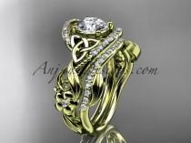 wedding photo -  14kt yellow gold diamond celtic trinity knot wedding ring, engagement set CT7211S