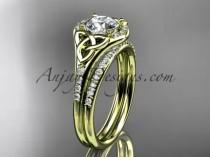 wedding photo -  14kt yellow gold diamond celtic trinity knot wedding ring, engagement set CT7126S