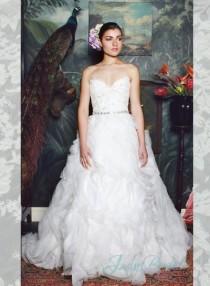 wedding photo - luxury sweetheart neck organza ruffles ball gown wedding dress