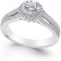 wedding photo - Marchesa Diamond Halo Ring (1 ct. t.w.) in 18k White Gold