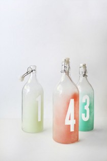 wedding photo - Watercolor Bottle Table Numbers 