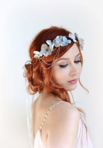 wedding photo - Silver flower crown, wedding headpiece, grey floral crown, hair wreath, art nouveau headdress, bridal hair accessories