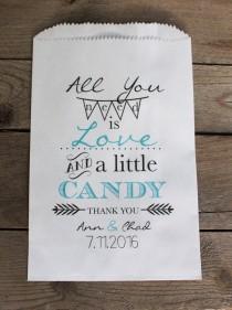 wedding photo -  All You Need is Love Wedding Favor Bags-Candy Buffet Bags-Wedding bags Personalized