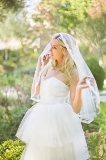 wedding photo - Ready to Wear, Annie - Lace edge Mantilla Veil