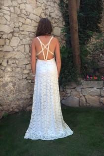 wedding photo - Hot Sexy Backless Very Low Open Back Lace Wedding Dress Bridal Halter Beach Wedding Gown Romantic Country Wedding Dresses: JULIA Custom Size