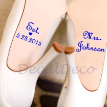 wedding photo - Wedding Shoe Vinyl Deco Decal Sticker for Bridal Wedding Shoe Decal / Wedding Shoe Sticker / Personalized Wedding Decal
