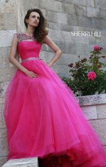 wedding photo - Sherri Hill 11177 Scoop-Neck 2015 Hot Pink Beaded Long Evening Gown [Sherri Hill 11177 Hot Pink] - $210.00 : The Most Fashionable And Cheapest Prom Dresses