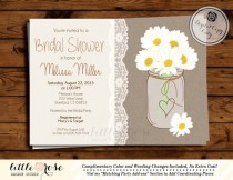 wedding photo - Daisy Mason Jar Bridal Shower Invitation - Country Wedding Shower - Baby Shower Invite - Daisies and Lace Invitation - Digital Printable