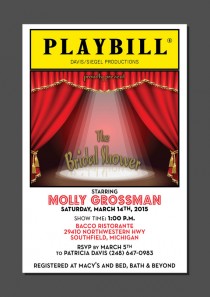 wedding photo - PLAYBILL theater wedding Bridal Shower Broadway NY Theatre DIY file or printed for you