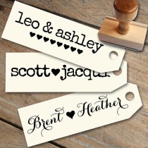 wedding photo - Custom Name Stamp with Hearts for Weddings and Save the Date