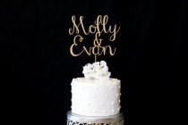 wedding photo - Custom Name & Name Wedding Cake Topper-Gold