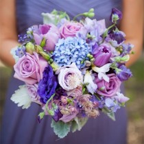 wedding photo - Purple Hued Bridesmaids Bouquet