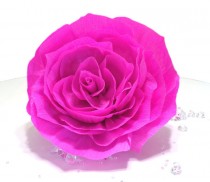 wedding photo -  Giant hot pink paper Rose, Crepe paper flower, Giant bouquet flower, Hot pink crepe paper Rose, Large crepe paper flowers, Baby shower decor