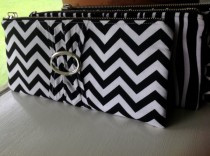 wedding photo - Black & White Clutch, Evening Bag, Wedding, Bridesmaids, Packages Available, Ad-Ons Available "Black and White Chevron"