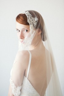 wedding photo - Lace Bridal Veil, Mantilla Veil, Wedding Veil, Chapel Length, Lace Veil - Everlasting Love - Made to Order