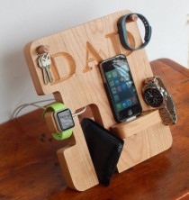wedding photo - Personalized Phone and Apple Watch Docking Station - Groomsmen Gift; Men's Birthday, Father's Day, Anniversary Gift
