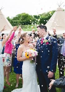 wedding photo - Happy & Bright Outdoor Tipi Yellow & Pink Wedding - Whimsical...