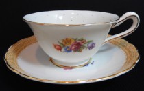 wedding photo - Vintage Royal Blue Dotted GROSVENOR JACKSON GOSLING of England Bone China Teacup Cup Saucer