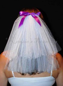 wedding photo - Create Your Own 2-Tier Bachelorette Party Veil with Custom Bow Color